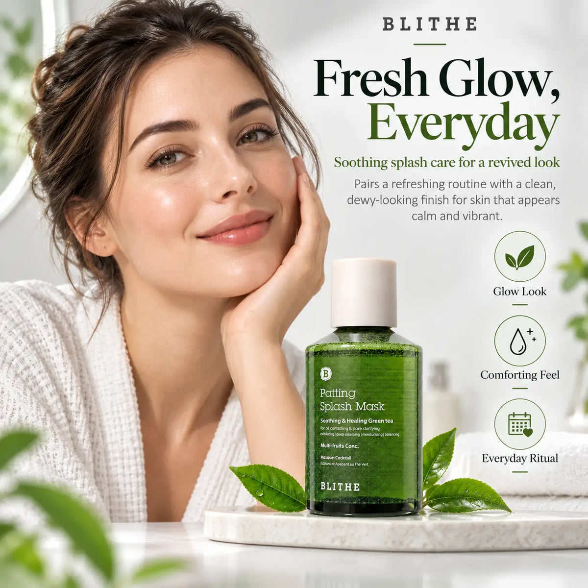 BLITHE Patting Splash Mask Soothing & soothing Green Tea 150ml