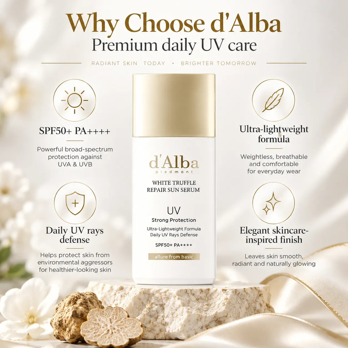 d'Alba White Truffle Repair Sun Serum SPF50+, PA++++ 35ml