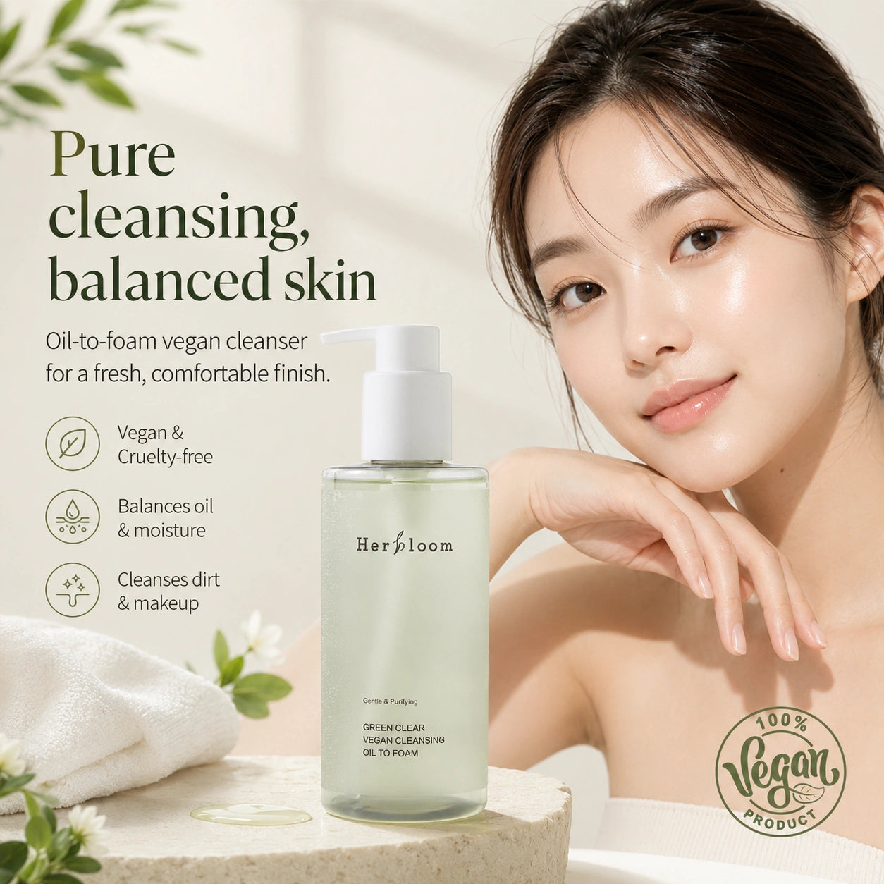 HERBLOOM Green Vegan Cleansing Oil to Foam 200ml