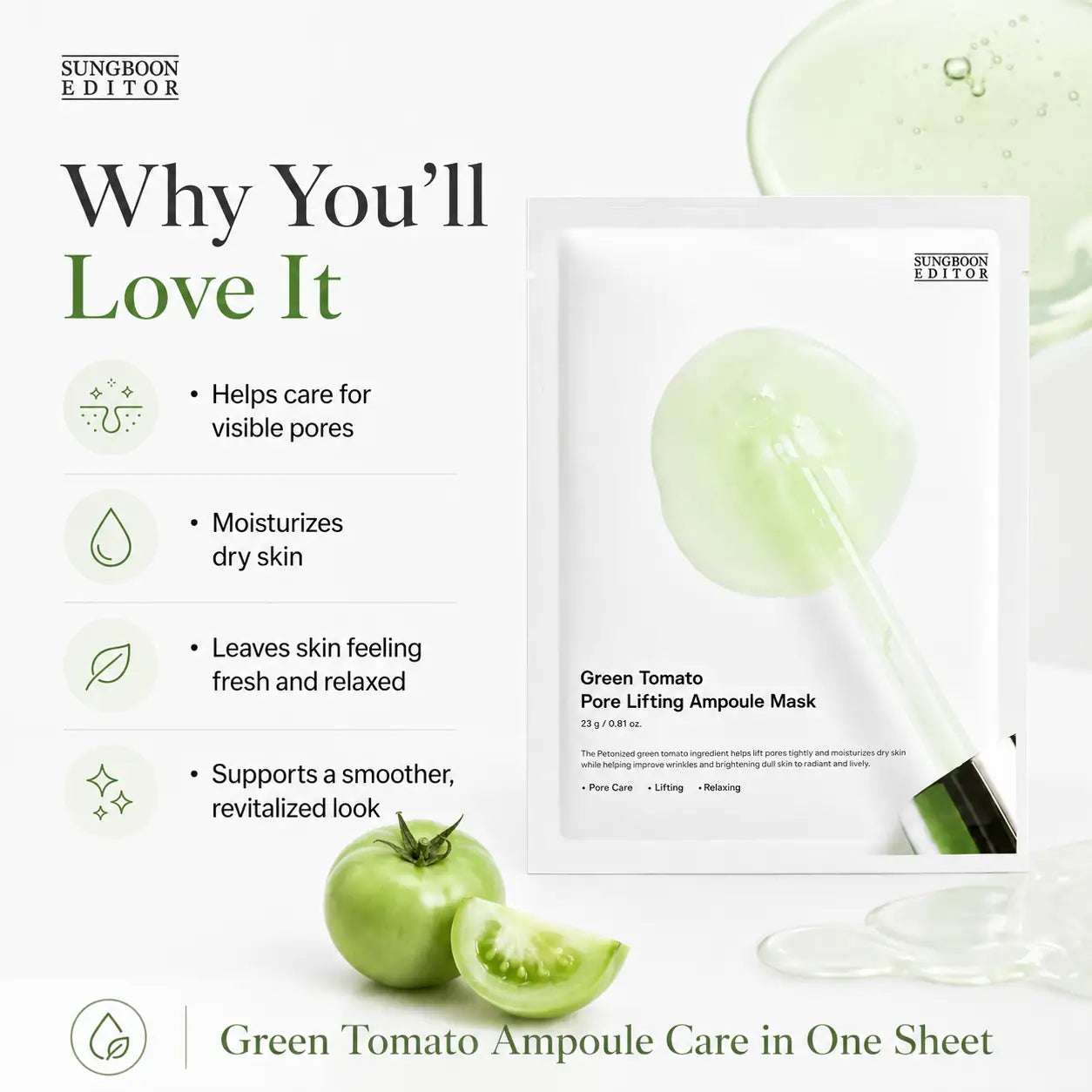 SUNGBOON EDITOR Green Tomato Pore Lifting Ampoule 23g