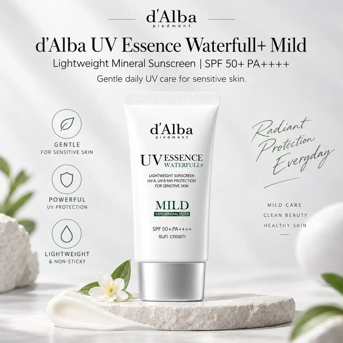 d'Alba Waterfull Mild Sun Cream SPF50+, PA++++ 50ml
