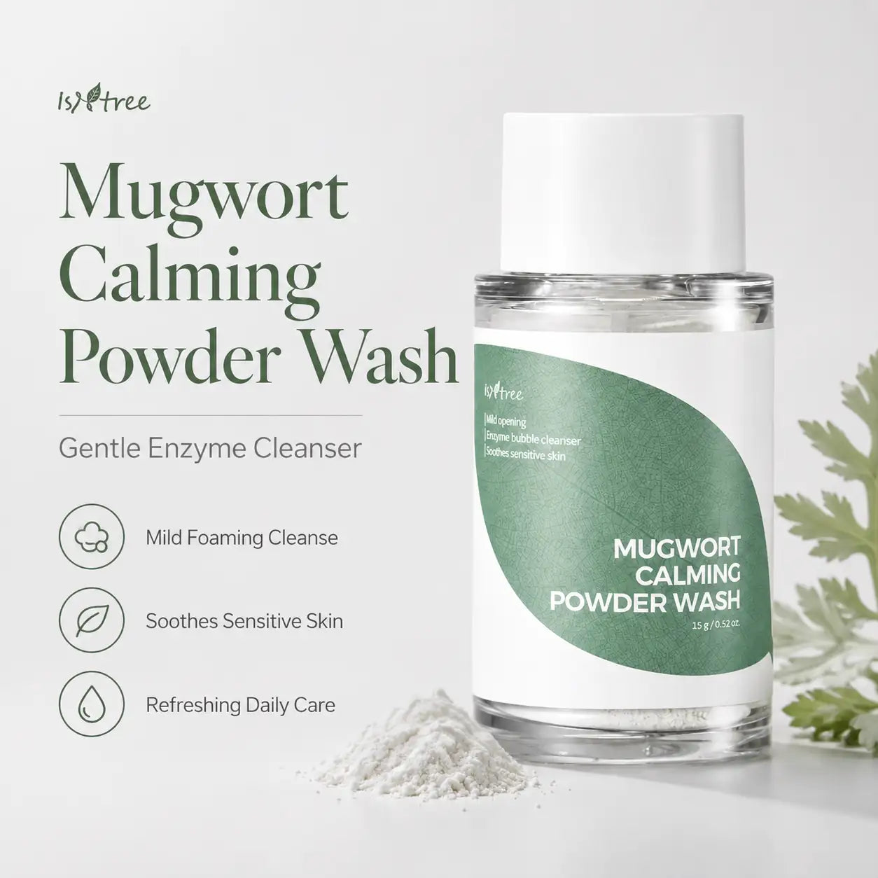 Isntree Mugwort Calming Powder Wash 15g