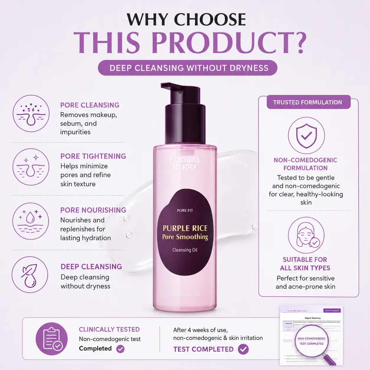 EQQUALBERRY Purple Rice Pore Smoothing Cleansing Oil 200ml