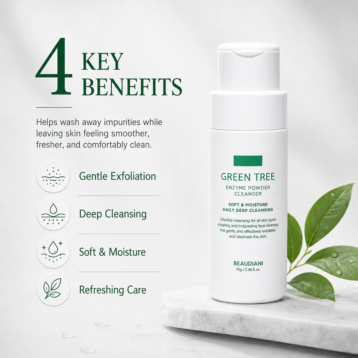 BEAUDIANI Green Tree Enzyme Powder Cleanser Base 70g