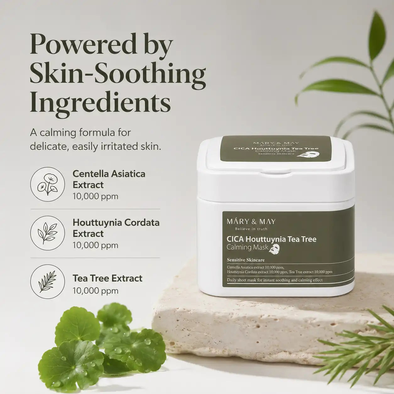 Mary&May CICA Houttuynia Cordata Tea Tree Calming Mask Pack 30 Sheets