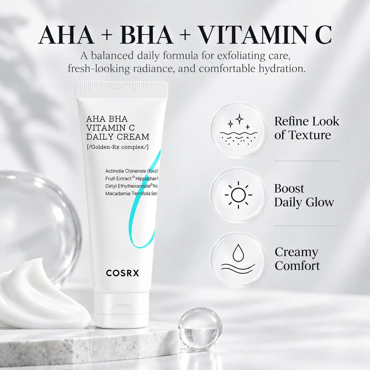 COSRX Refresh AHA BHA Vitamin C Daily Cream 50ml