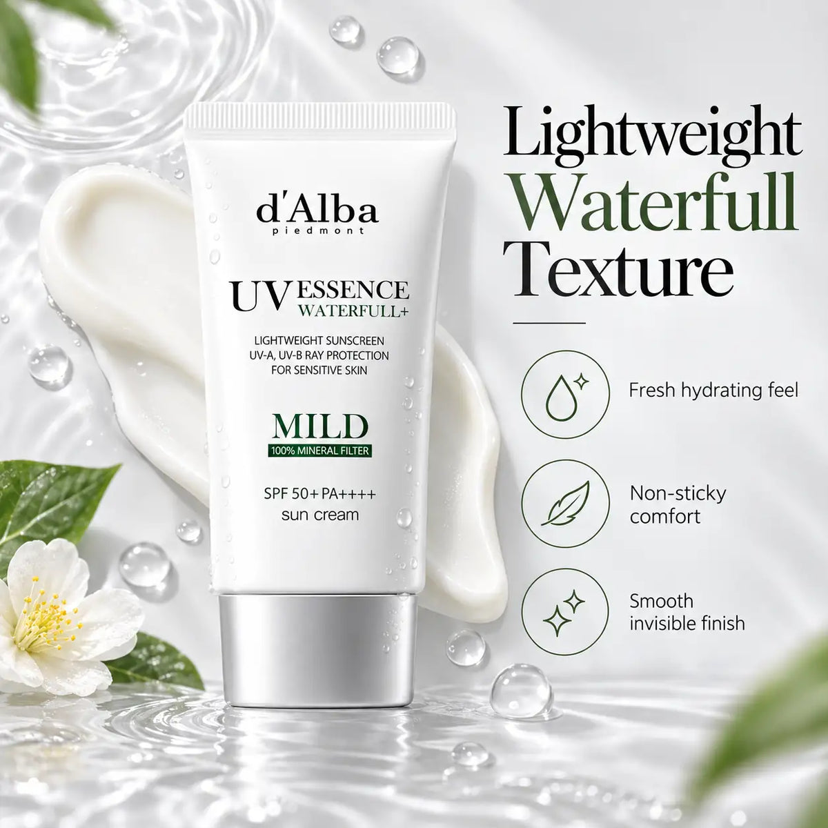 d'Alba Waterfull Mild Sun Cream SPF50+, PA++++ 50ml