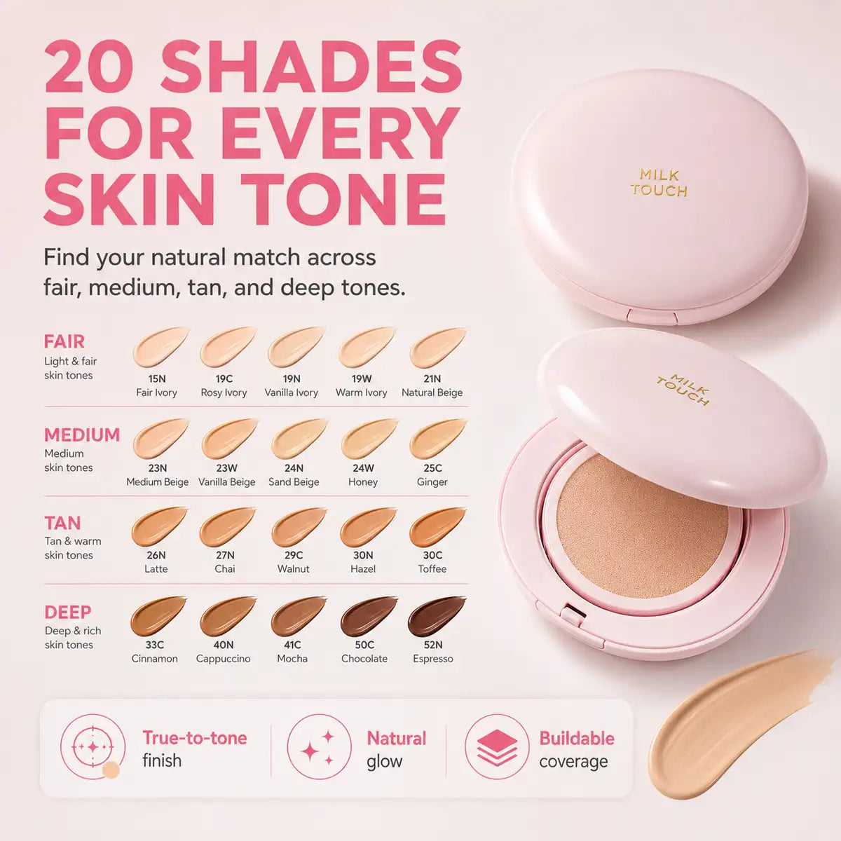 Milk Touch Milky Glow Cushion applied to skin
