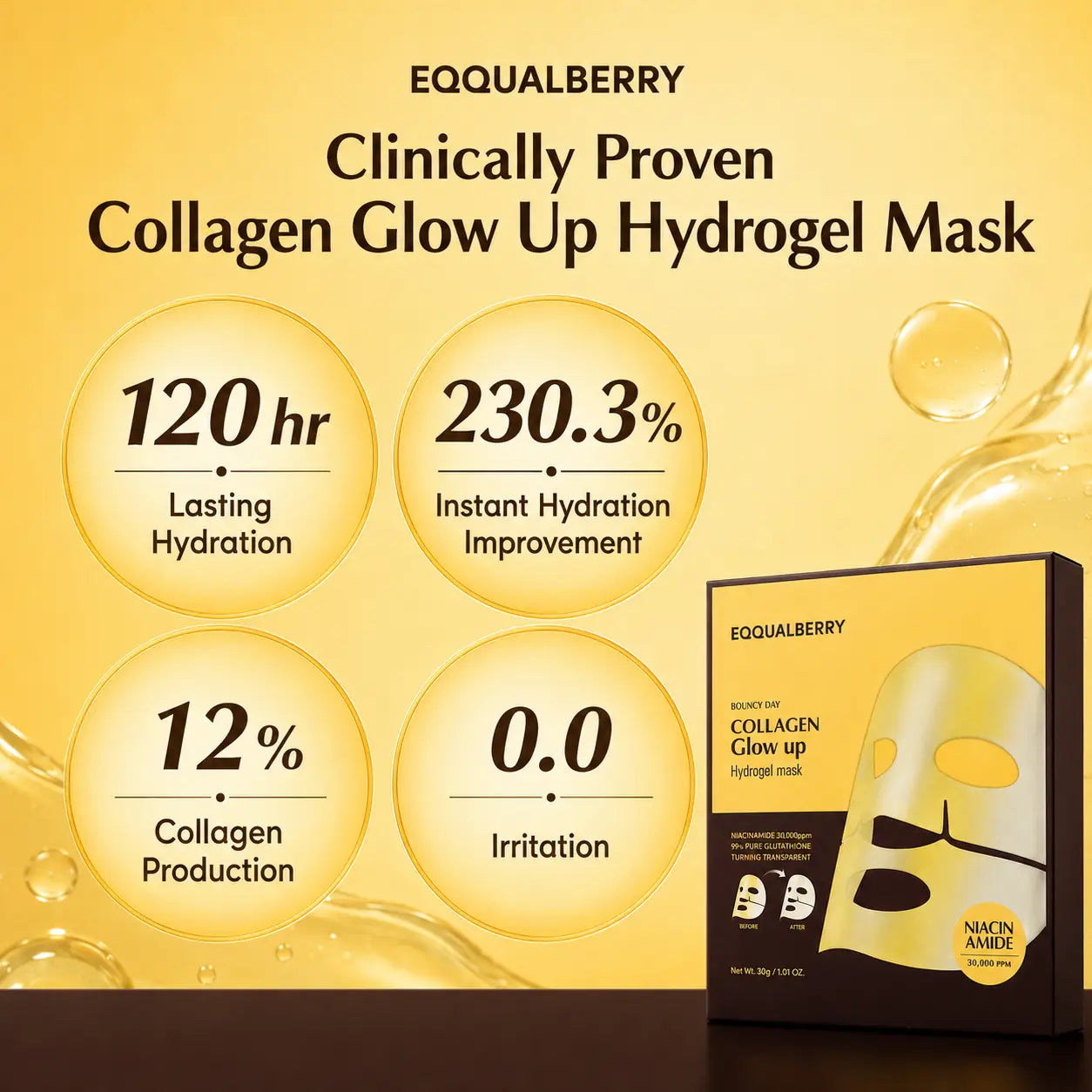 EQQUALBERRY Collagen Glow Up Hydrogel Mask 30g 1pc