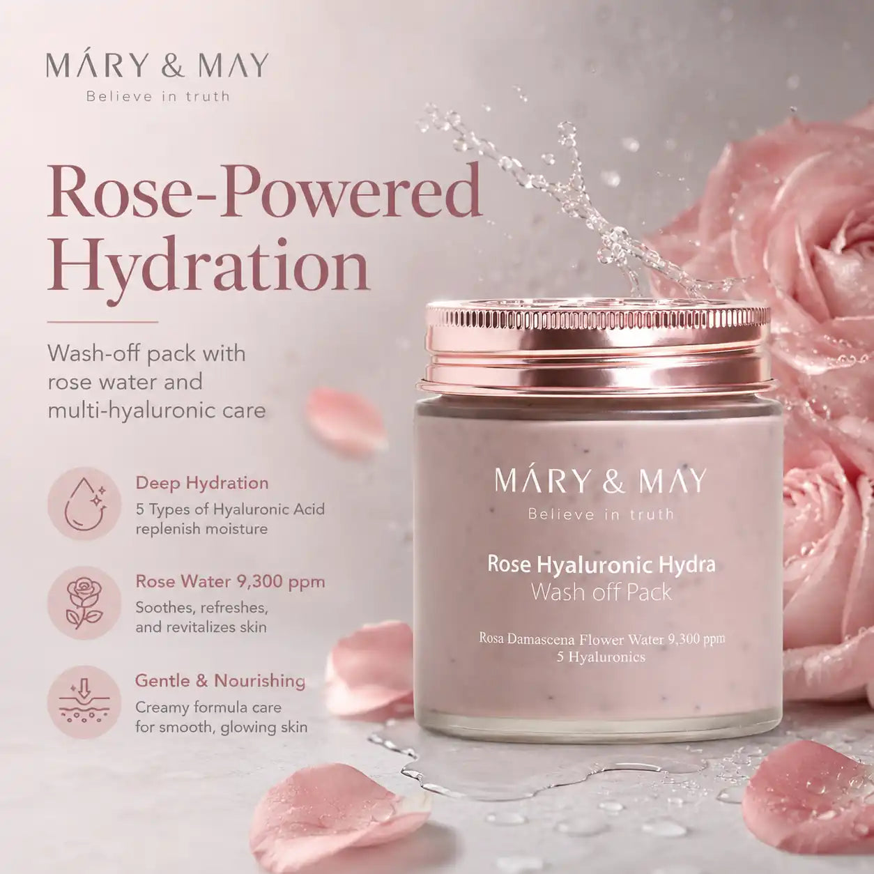 Mary&May Rose Hyaluronic Hydra Wash Off Pack 125g