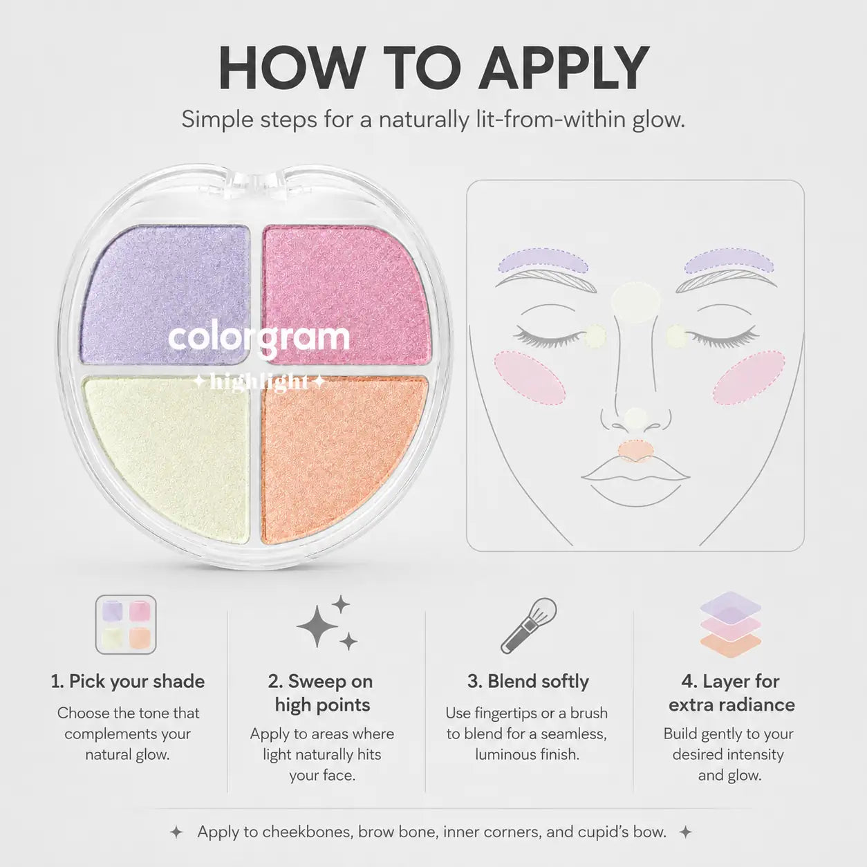 Colorgram Tintory Highlighter Palette 01 Jelly Beam