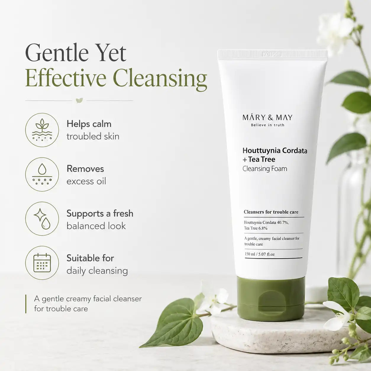 Mary&May Houttuynia Cordata + Tea Tree Cleansing Foam 150ml