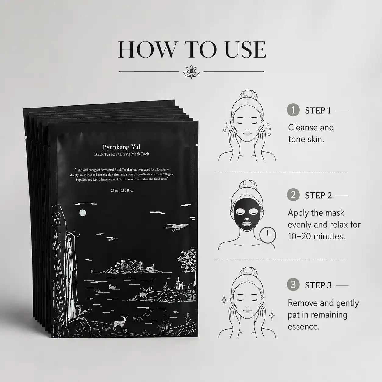 Pyunkang Yul Black Tea Revitalizing Mask Pack x 10ea 25ml