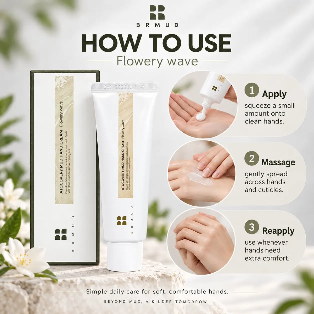 BRMUD Atocovery Mud Hand Cream (Flowery Wave) 50ml