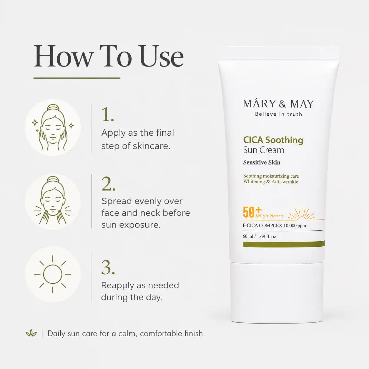 Mary&May CICA Soothing Sun Cream SPF50+ PA++++ 50ml