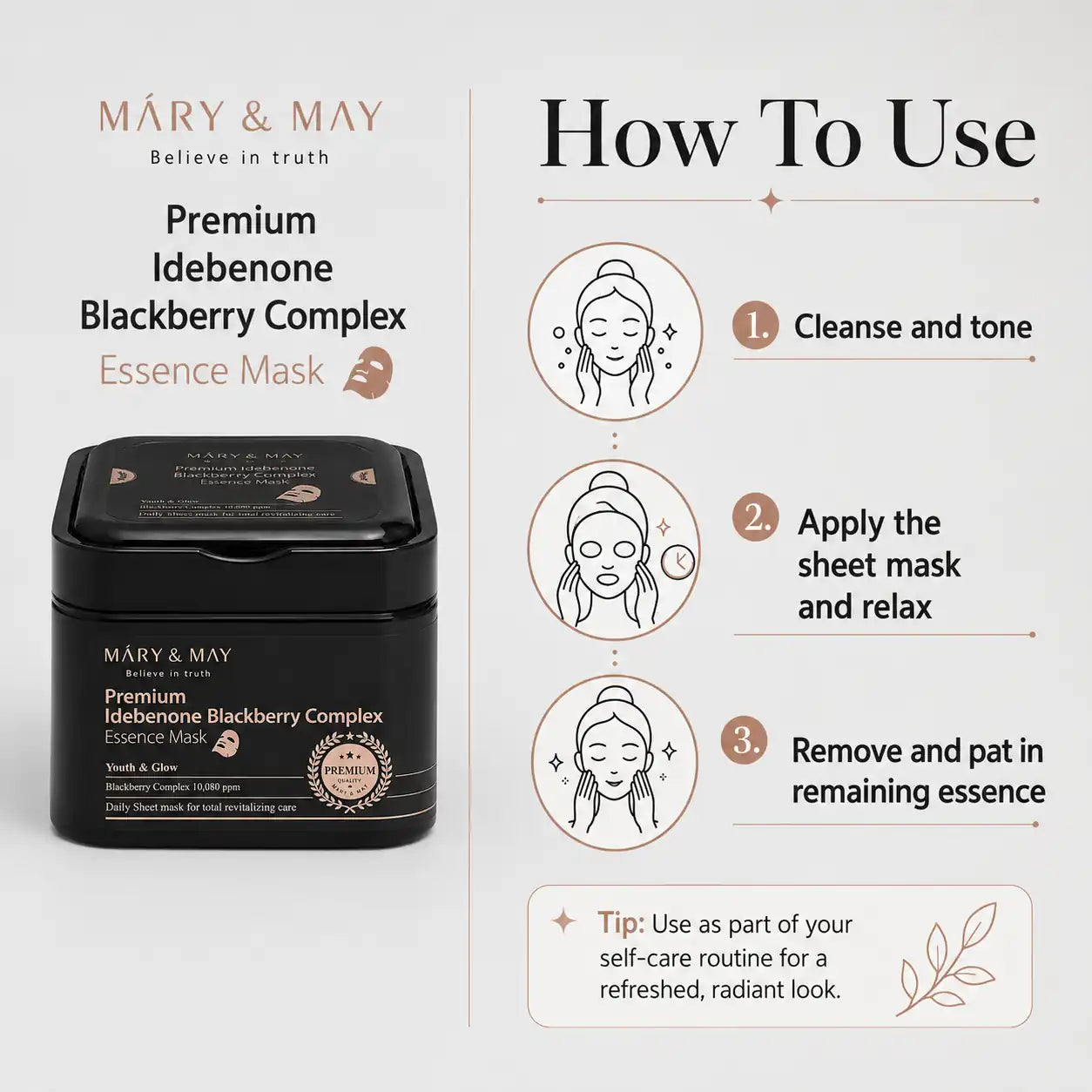 Mary&May Premium Idebenone Blackberry Complex Essence Mask 250g 20EA 20EA 250g