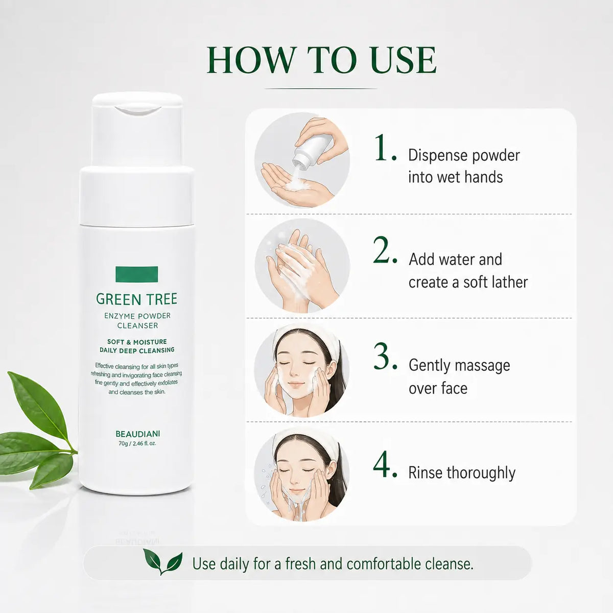 BEAUDIANI Green Tree Enzyme Powder Cleanser Base 70g