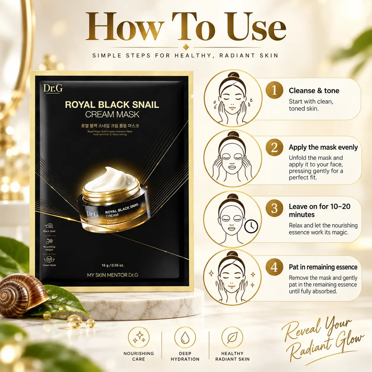 Dr.G Royal Black Snail Cream Mask 16g Nail Polish Nail Color 1ea 16g