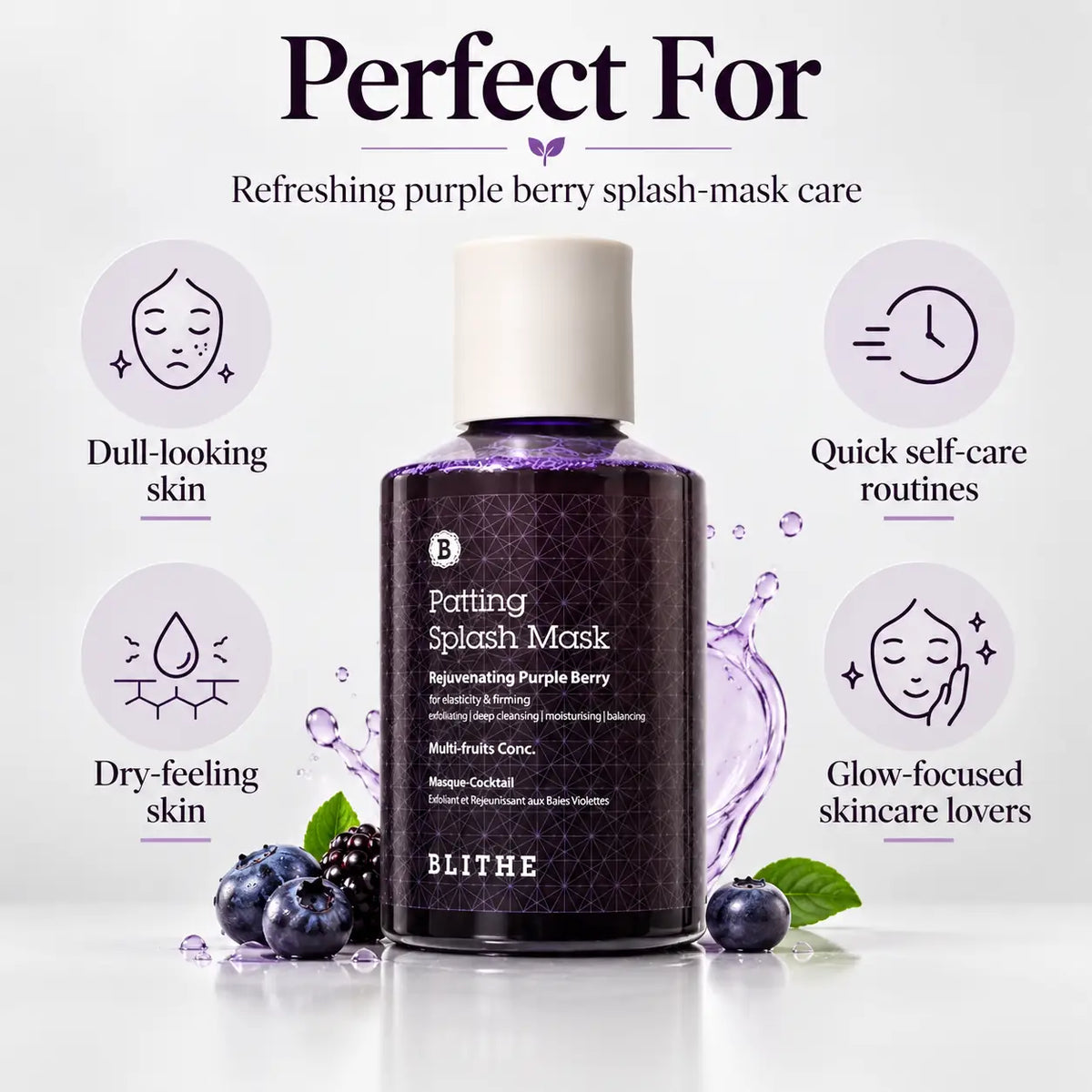 BLITHE Patting Splash Mask Rejuvenating Purple Berry 150ml