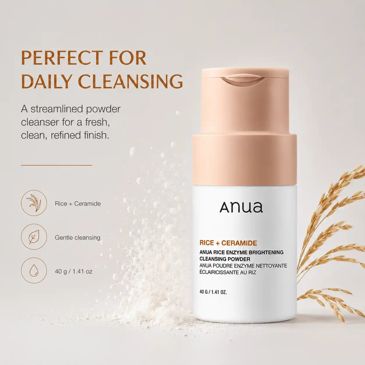ANUA Rice Enzyme Brightening Cleansing Powder Base 40g