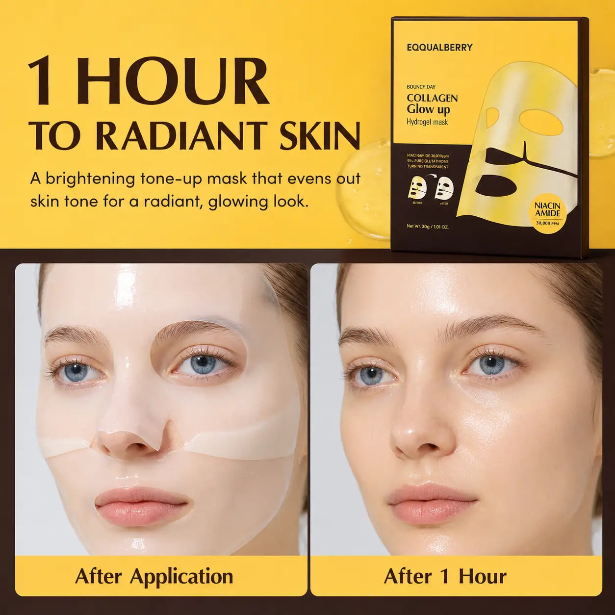 EQQUALBERRY Collagen Glow Up Hydrogel Mask 30g 1pc
