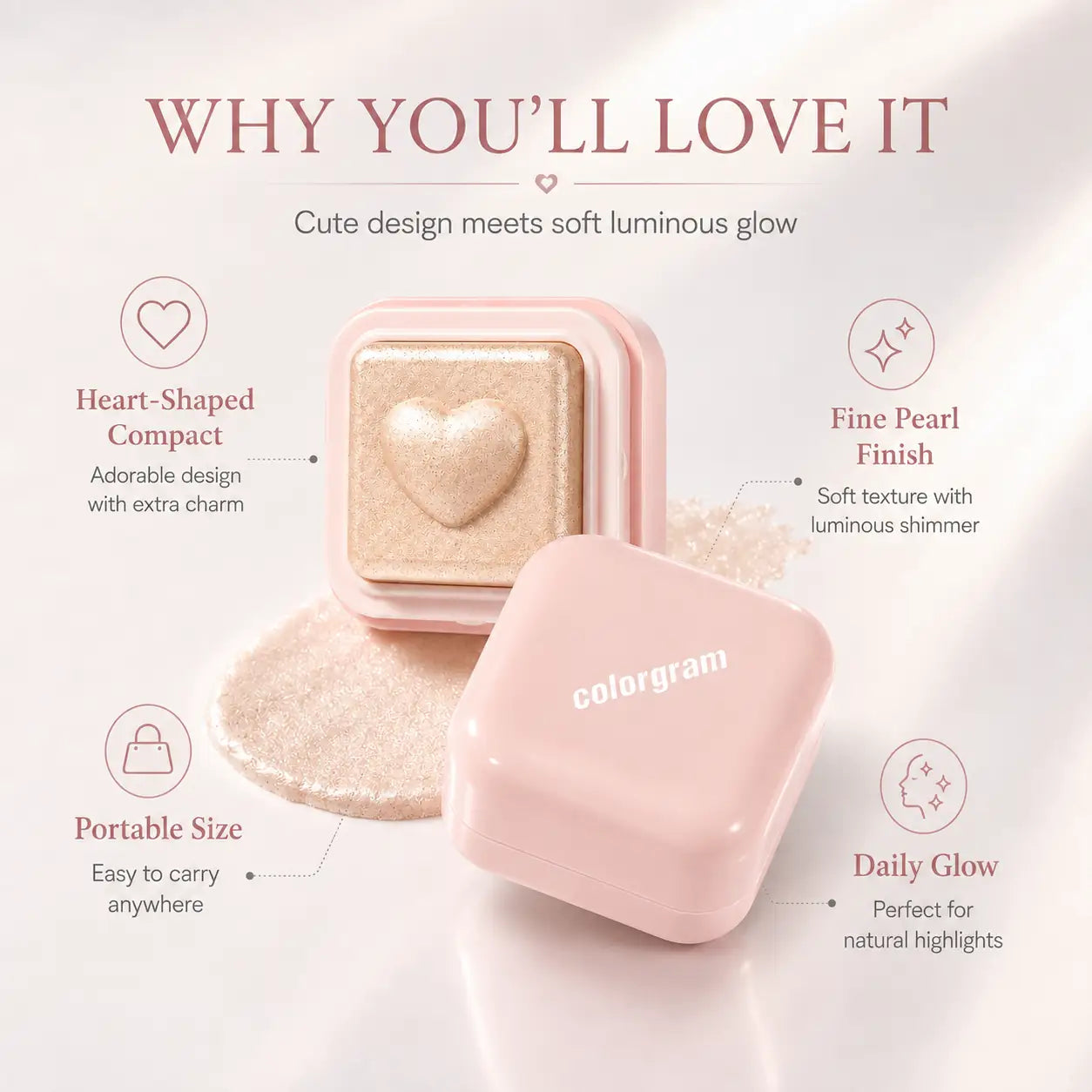 Colorgram Milk Bling Heartlighter 01 Peach Heart (view 3)