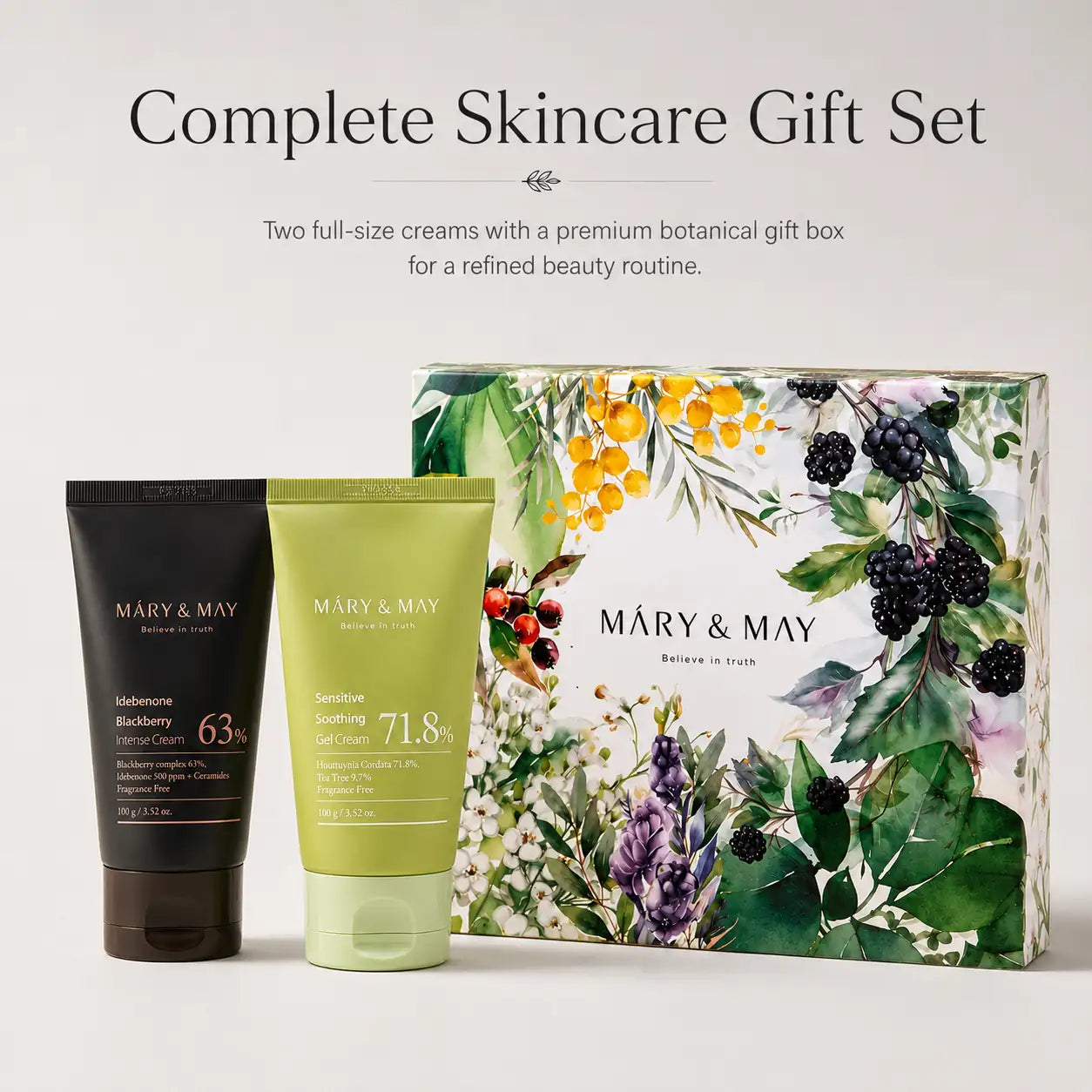 Mary&May Soothing Gel Cream+Idebenone Blackberry Cream Duo Set x2 100g 100g x2