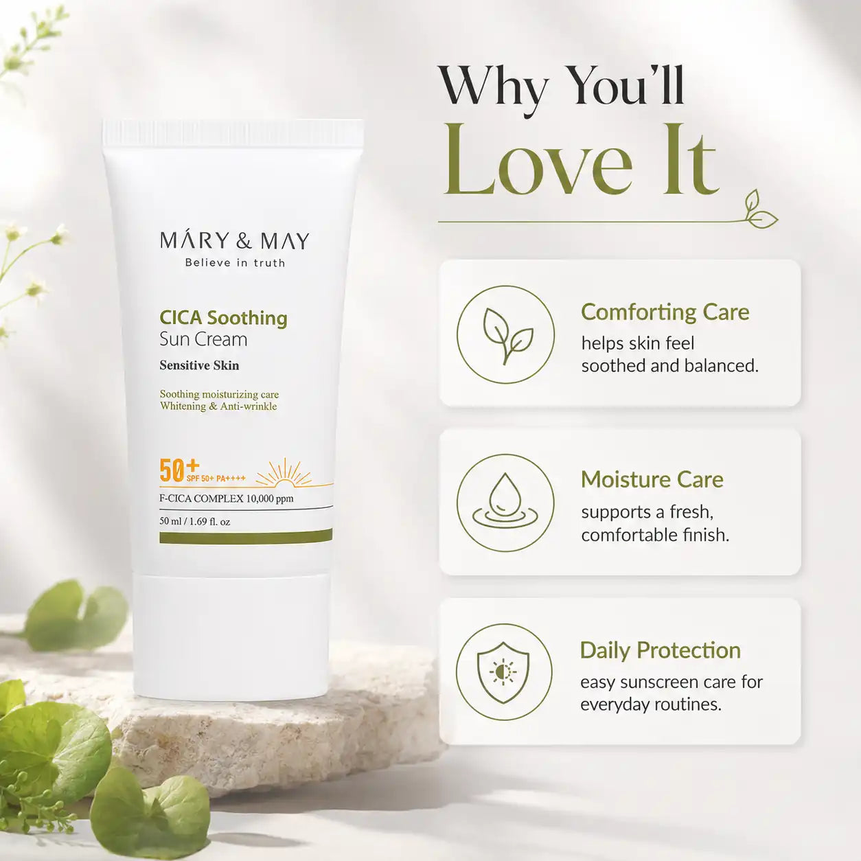Mary&May CICA Soothing Sun Cream SPF50+ PA++++ 50ml