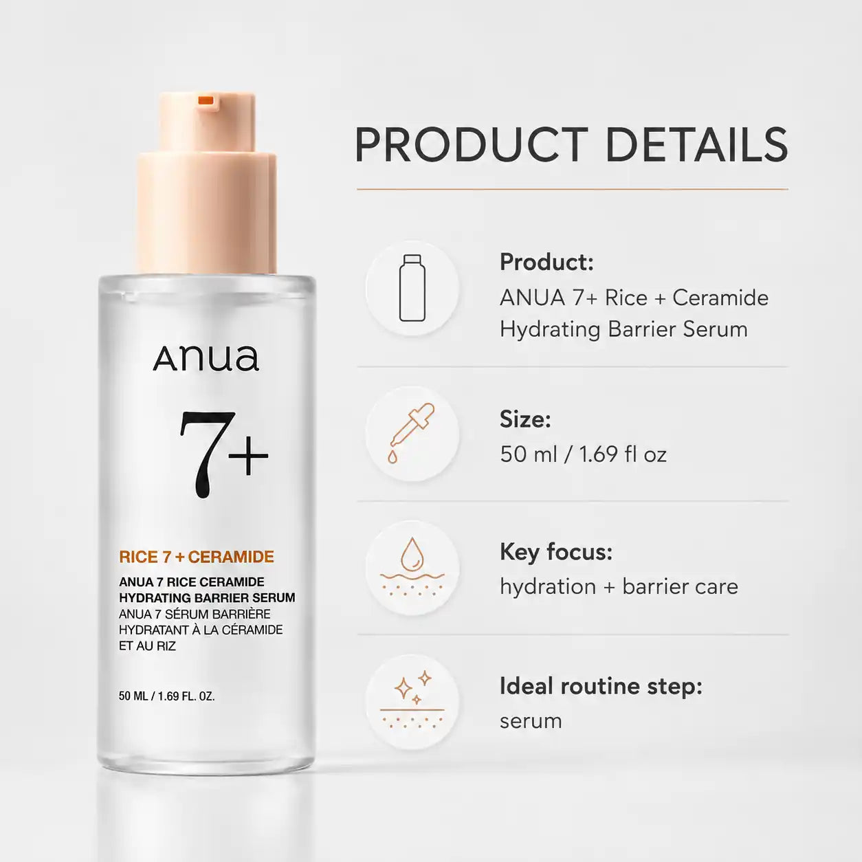 ANUA 7 Rice Ceramide Hydrating Barrier Serum 50ml