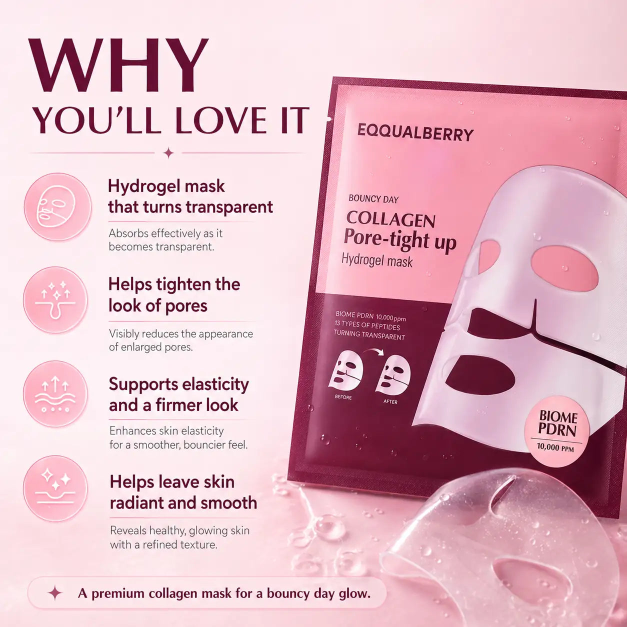 EQQUALBERRY Collagen Pore Tight Up Hydrogel Mask 30g 1pc