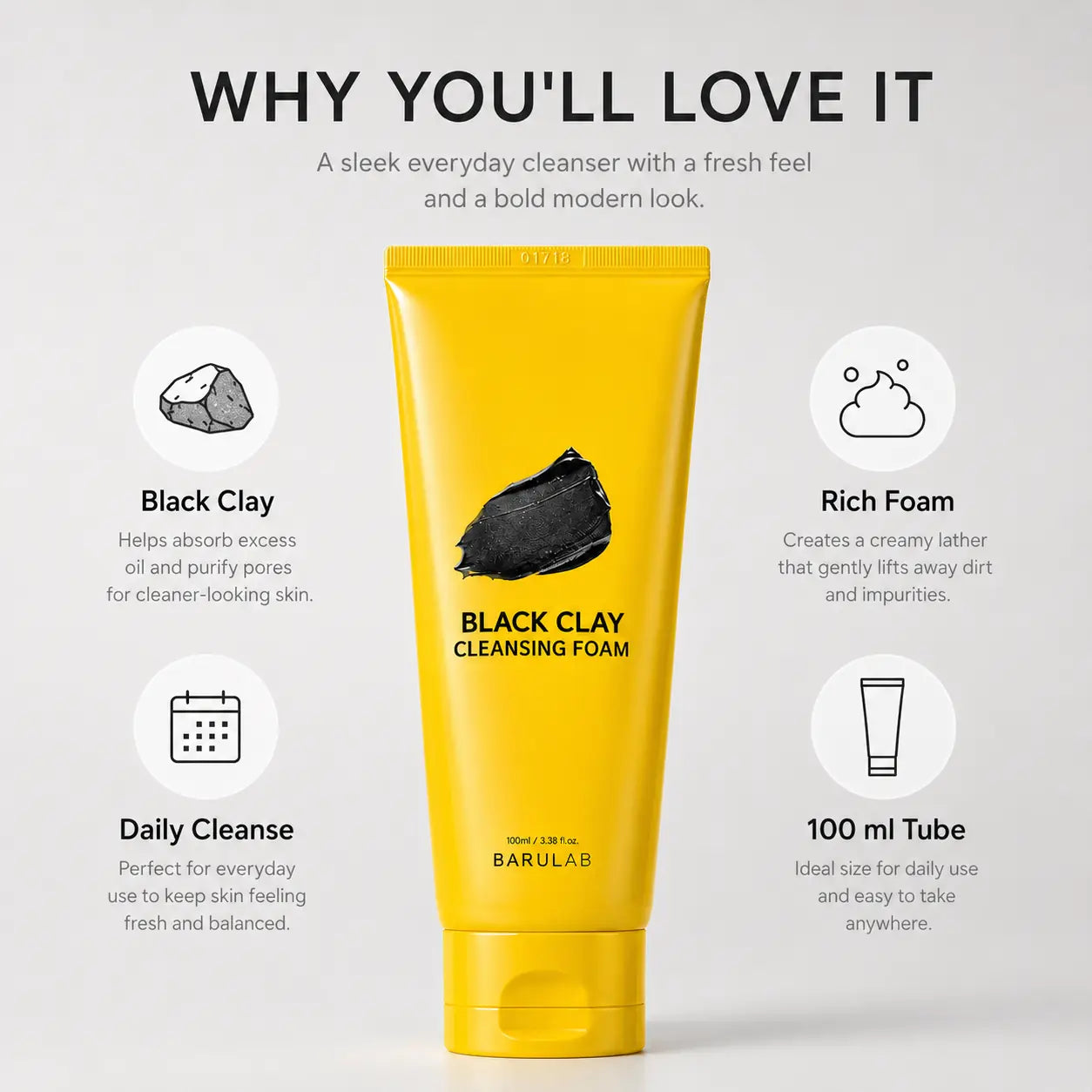 BARULAB Black Clay Cleansing Foam 100ml