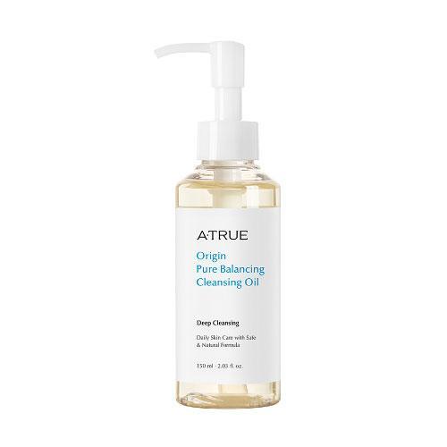 Cleansing oil texture dispensed onto hand