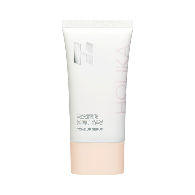 Holika Holika Water Mellow Tone Up Serum packaging, brightening serum primer with SPF