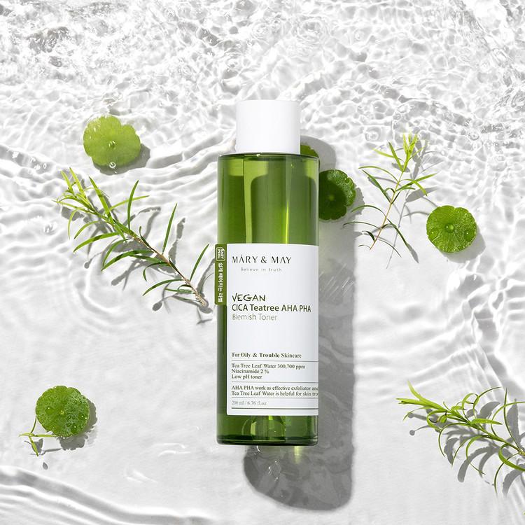 Mary&May Vegan CICA Tea Tree AHA PHA Blemish Toner 200ml Korean toner product image