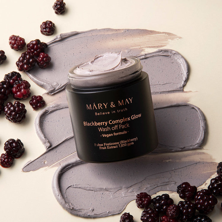 Mary&May Blackberry Mask drying on skin showing matte finish