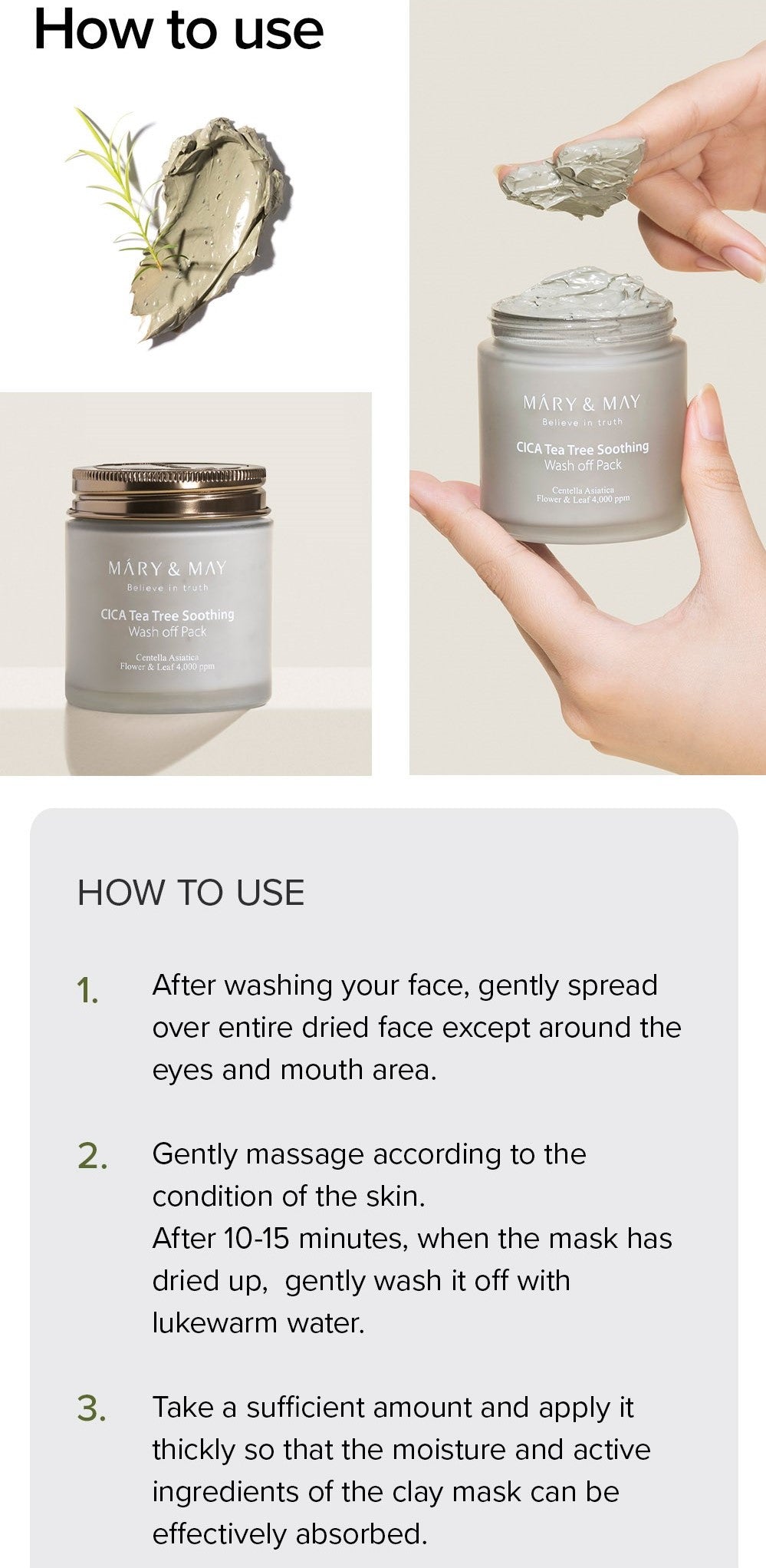 Mary&May CICA TeaTree Soothing Wash Off Pack 125g Korean skincare product image