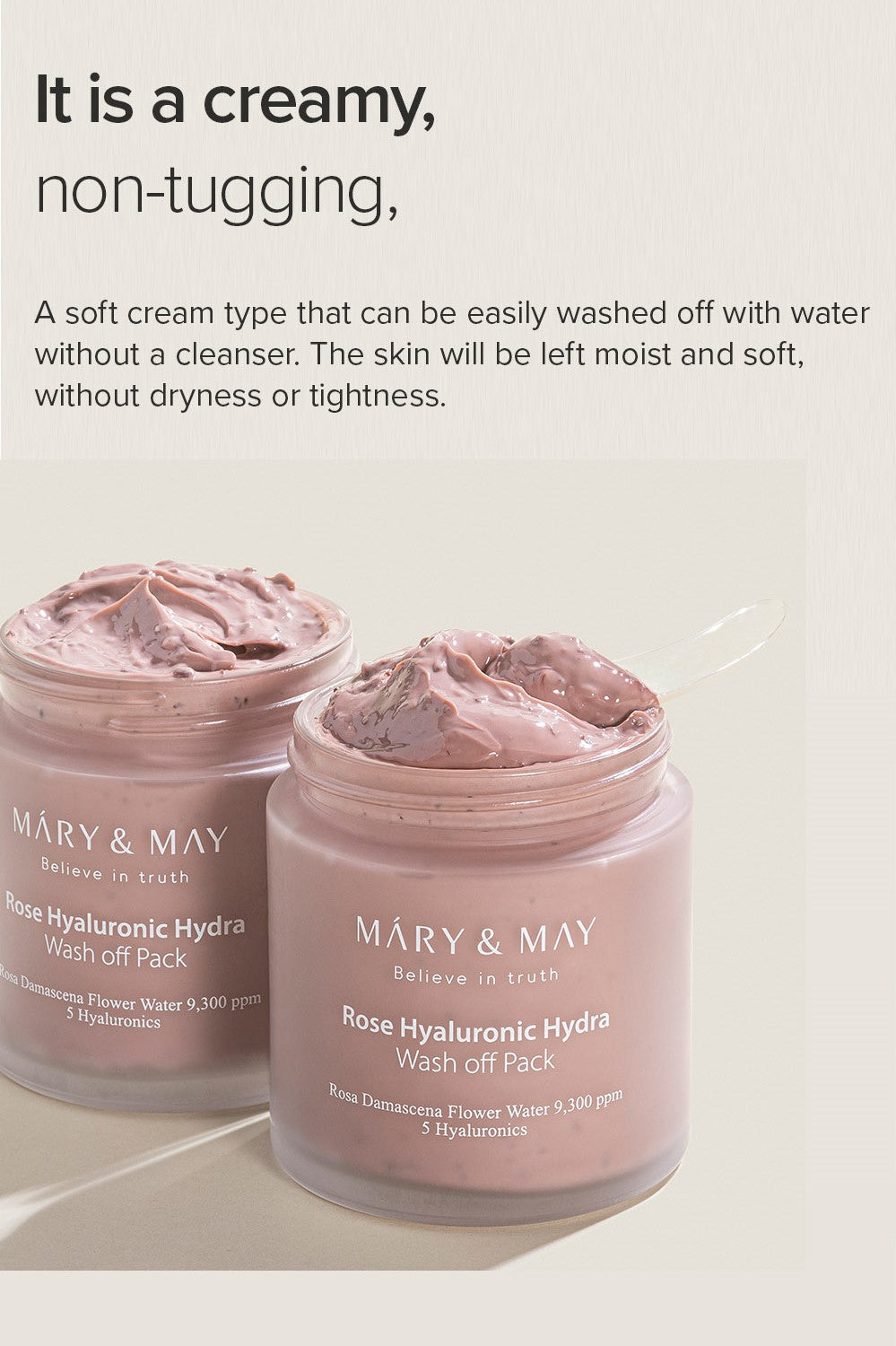 Mary&May Rose Hyaluronic Mask full packaging set on counter