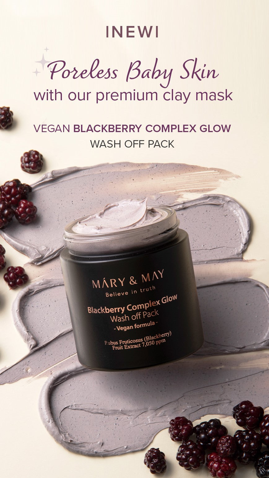 Mary&May Blackberry Complex Glow Wash Off Pack 125g Korean skincare product image