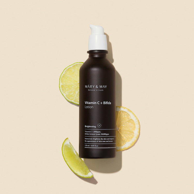 Mary&May Vitamin C Bifida Lotion applied to cheek during routine