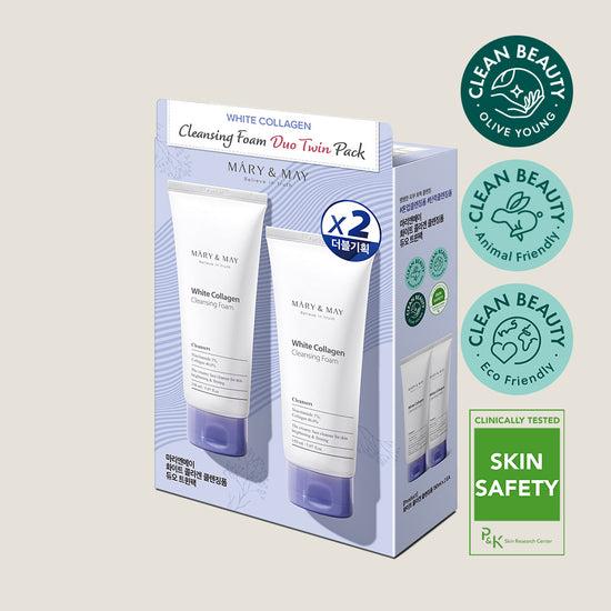 Mary&May White Collagen Cleansing Foam Duo Twin Pack (150ml x2) 150ml*2 Korean cleanser product image