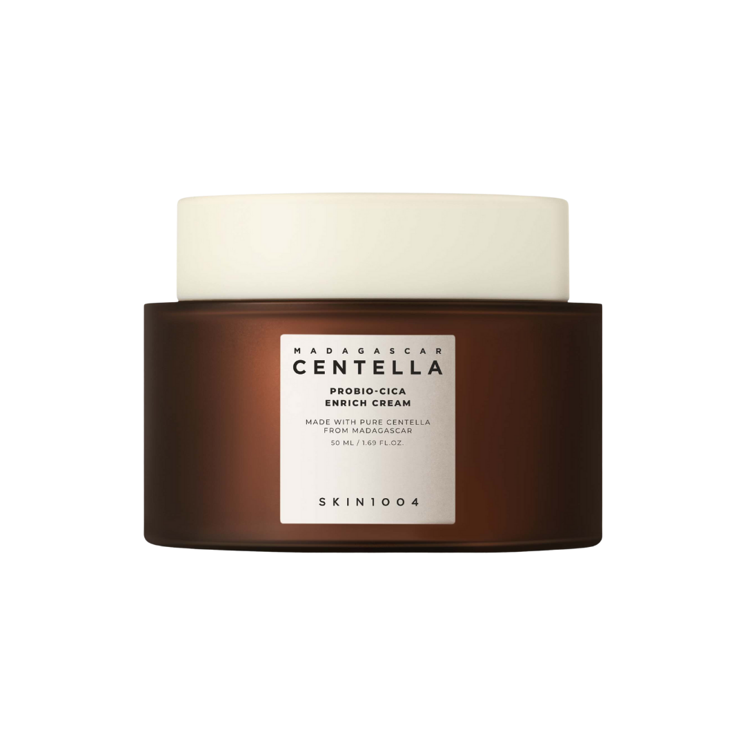 Enrich cream jar photographed on marble surface