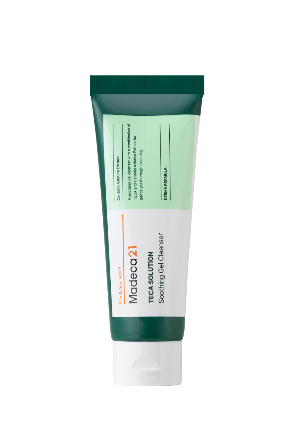 Madeca21 Soothing Gel Cleanser next to Teca Toning Toner bottle