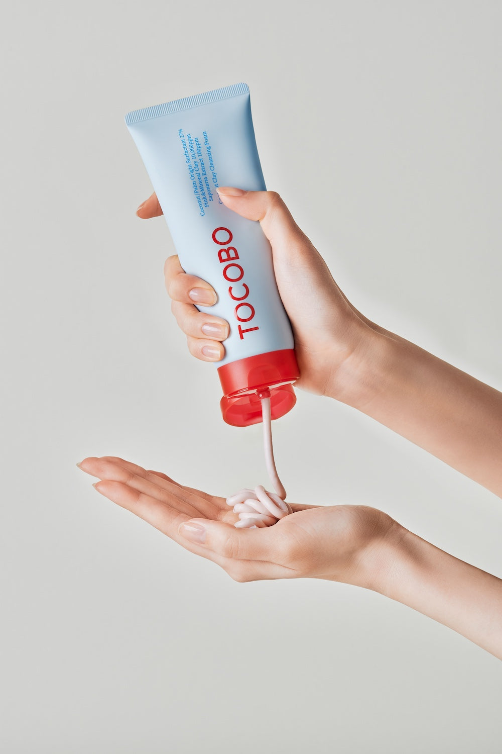 Cleansing foam massaged onto face demonstration