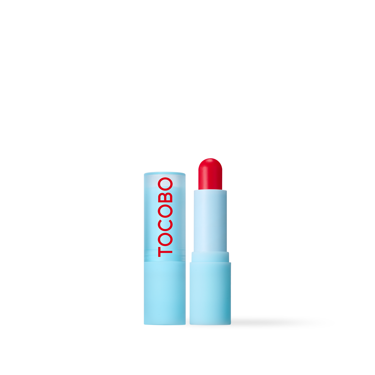 Three lip balm tubes lined up showing shade range