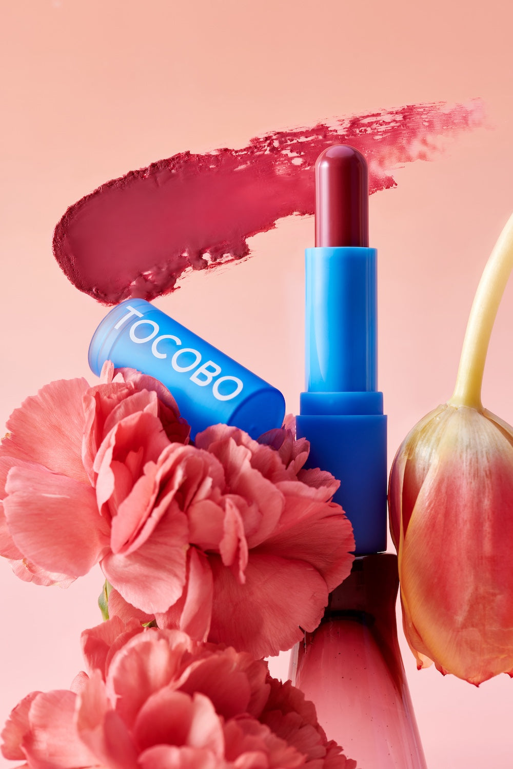 Lip balm applied to lips showing matte finish