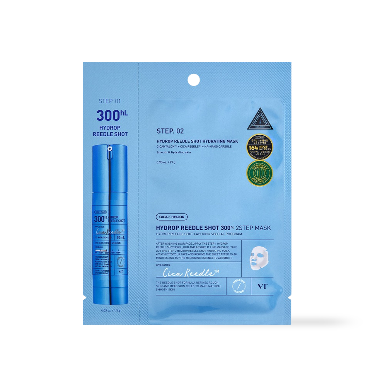 VT Cosmetics Hydrop Reedles Shot 300HL 2 Step Mask Korean ampoule product image