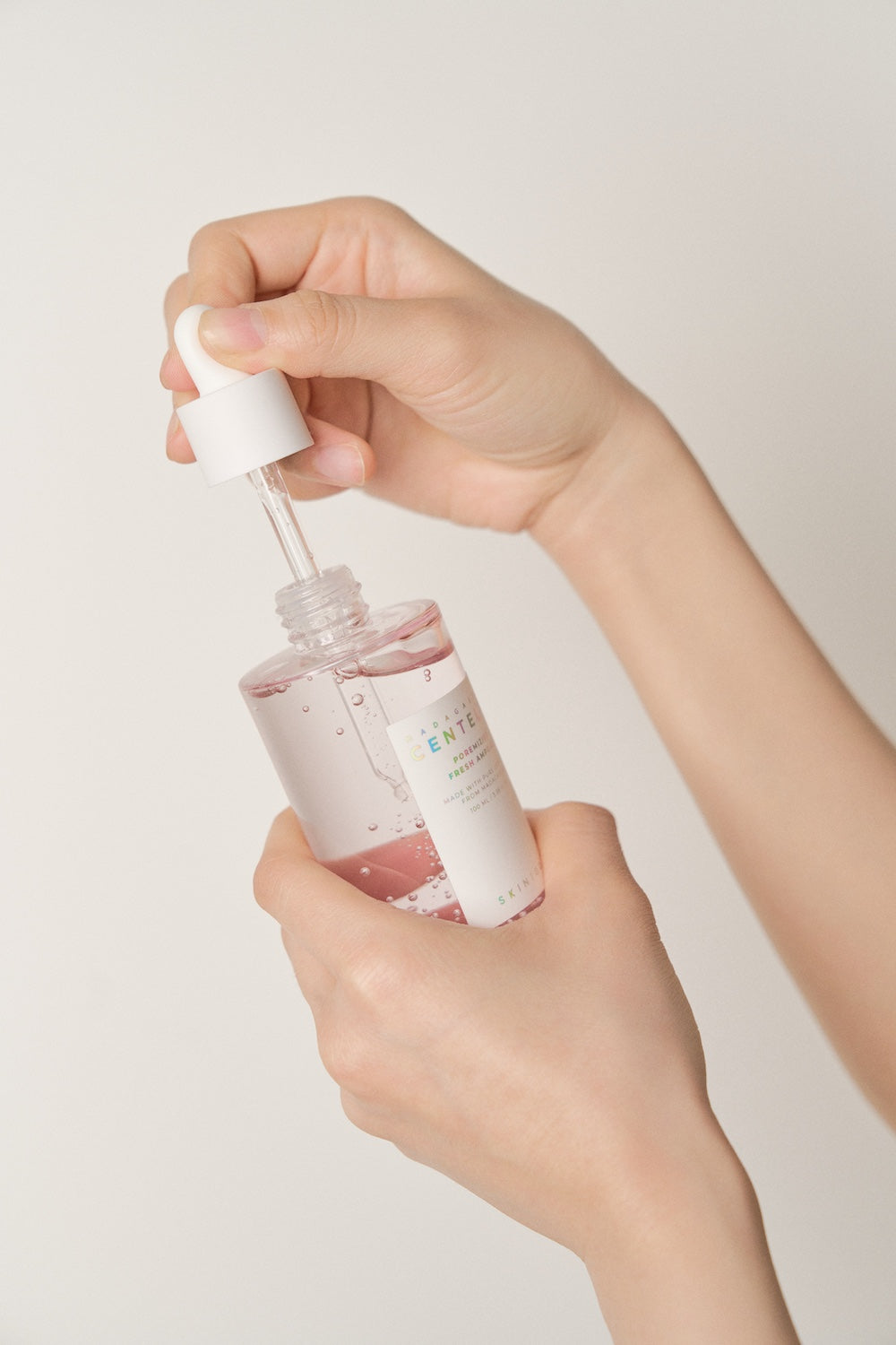 Close-up of pink salt mineral ingredient text