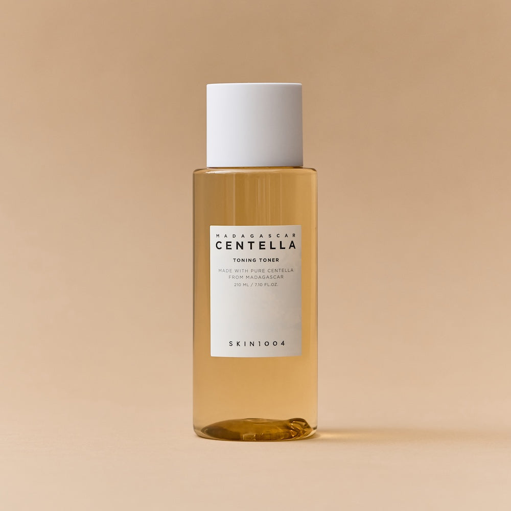 Toner bottle displayed with soft shadow lighting