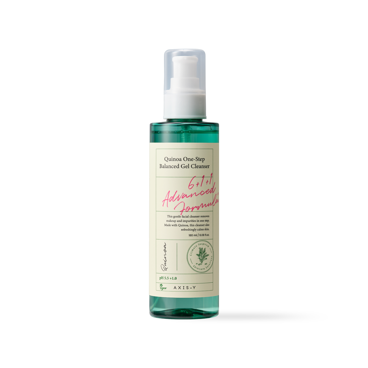 Quinoa gel cleanser texture lathered on hand