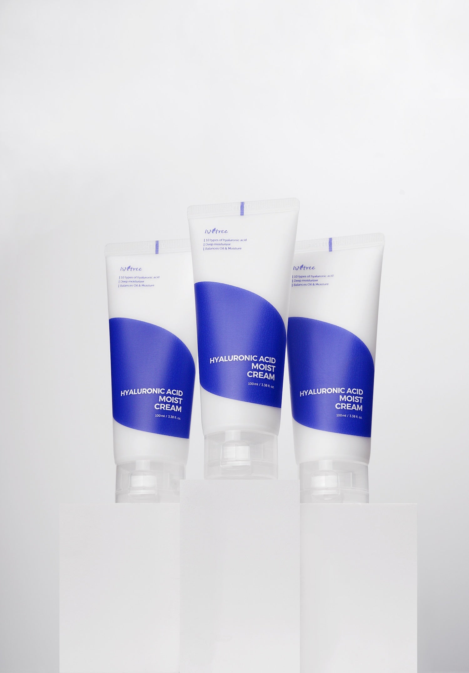 Isntree Hyaluronic Acid Moist Cream applied to cheek during evening routine